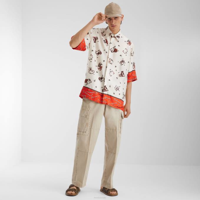 Men Gabardine Trousers Beige Fendi Apparel 6RHH1931