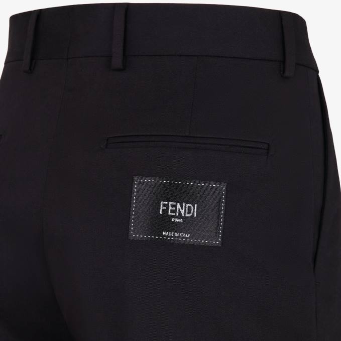 Men Gabardine Trousers Black Fendi Apparel 6RHH2144