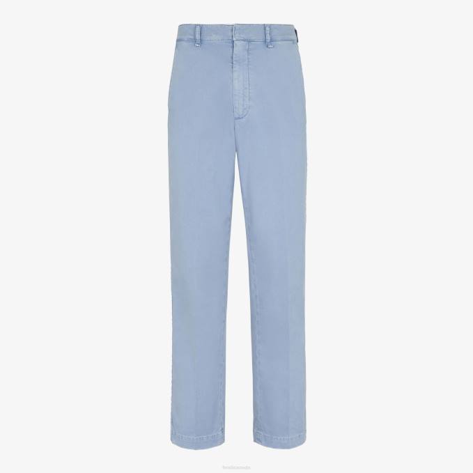 Men Gabardine Trousers Light blue Fendi Apparel 6RHH1923