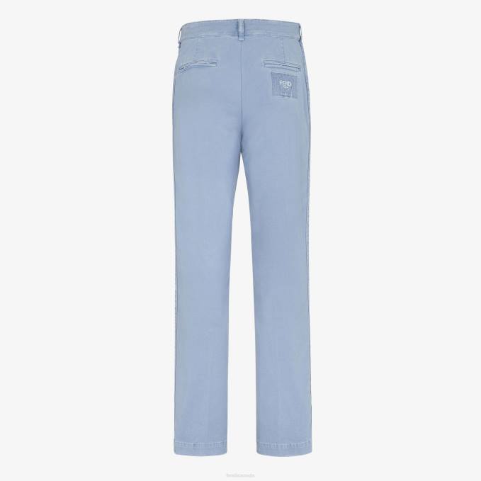 Men Gabardine Trousers Light blue Fendi Apparel 6RHH1923