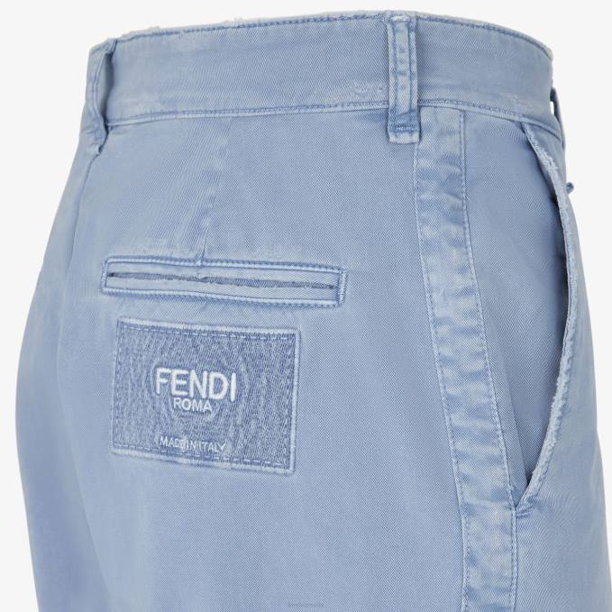 Men Gabardine Trousers Light blue Fendi Apparel 6RHH1923