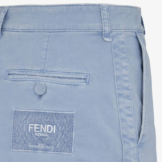 Men Gabardine Trousers Light blue Fendi Apparel 6RHH1961