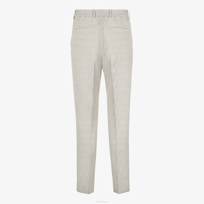 Men Jacquard Fabric Pants Beige Fendi Apparel 6RHH1925