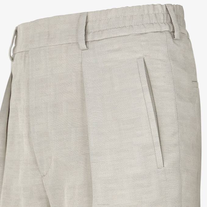 Men Jacquard Fabric Pants Beige Fendi Apparel 6RHH1925
