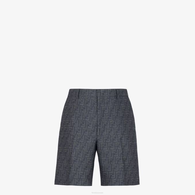 Men Jacquard Fabric Pants Blue Fendi Apparel 6RHH1918