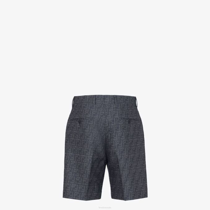 Men Jacquard Fabric Pants Blue Fendi Apparel 6RHH1918