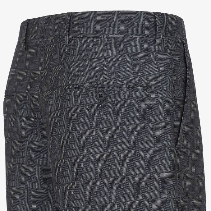 Men Jacquard Fabric Pants Blue Fendi Apparel 6RHH1918