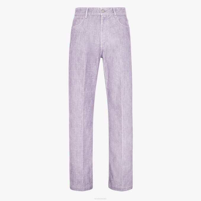 Men Lilac Denim Pants Purple Fendi Apparel 6RHH2188