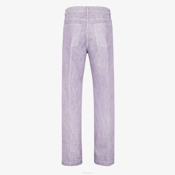 Men Lilac Denim Pants Purple Fendi Apparel 6RHH2188
