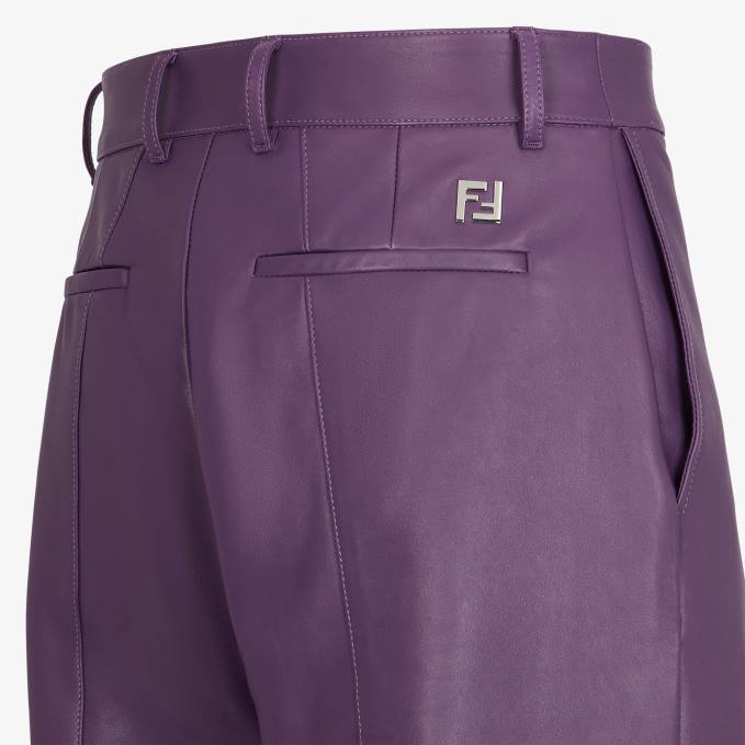 Men Plonge Leather Pants Purple Fendi Apparel 6RHH1913