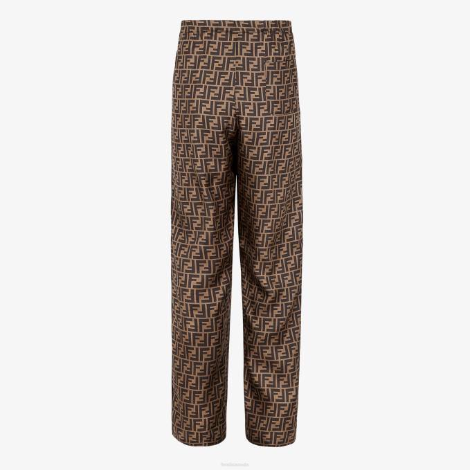 Men Silk Pants Brown Fendi Apparel 6RHH2181