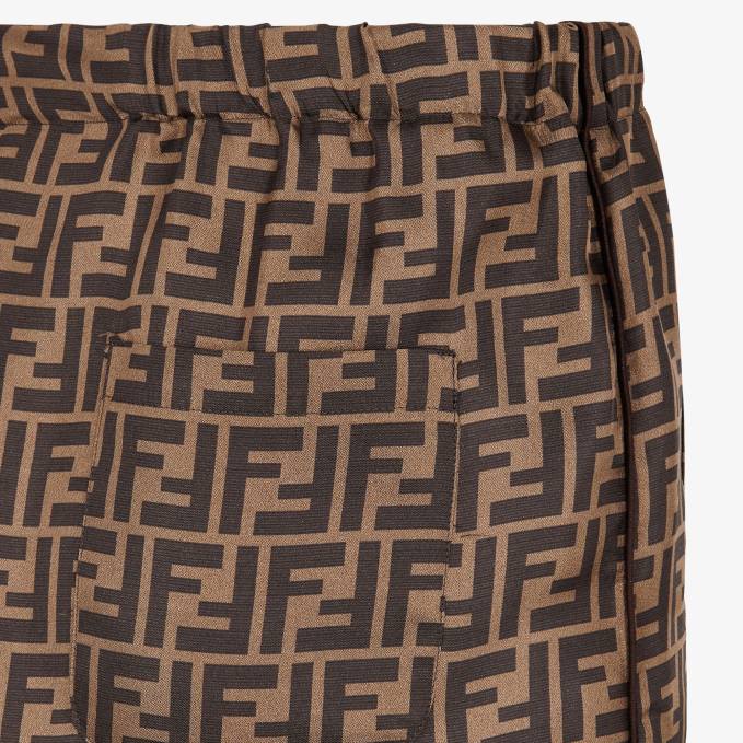 Men Silk Pants Brown Fendi Apparel 6RHH2181
