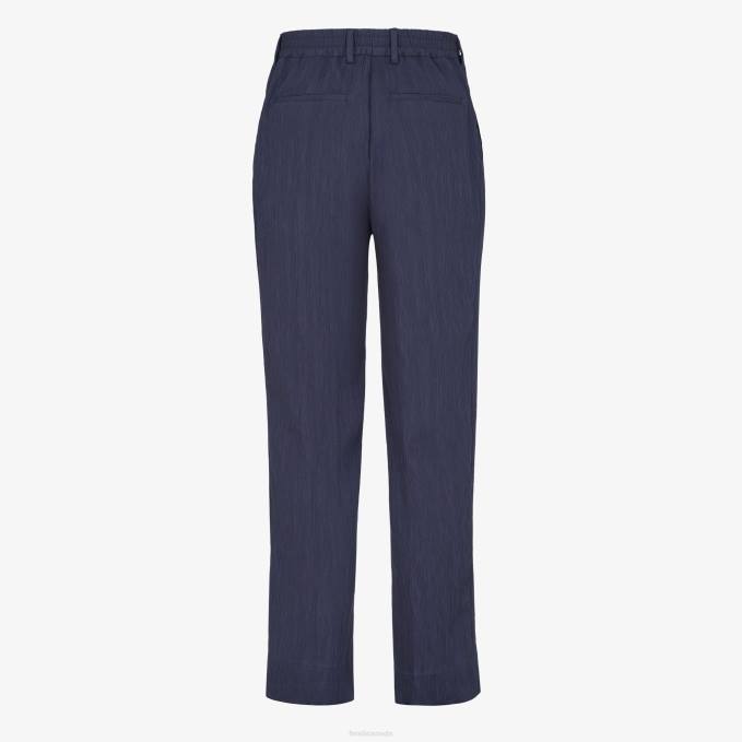 Men Viscose Trousers Blue Fendi Apparel 6RHH1941