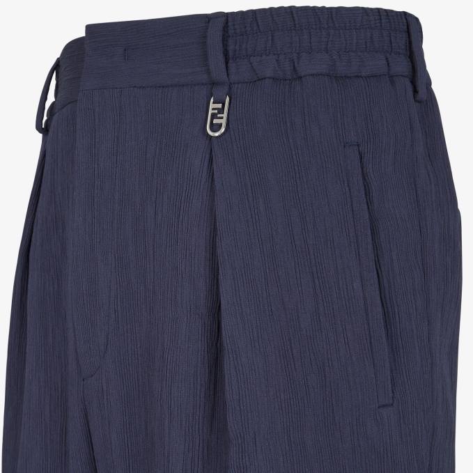 Men Viscose Trousers Blue Fendi Apparel 6RHH1941