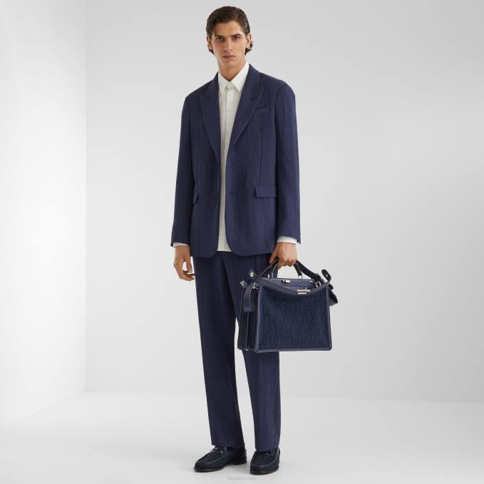 Men Viscose Trousers Blue Fendi Apparel 6RHH1941