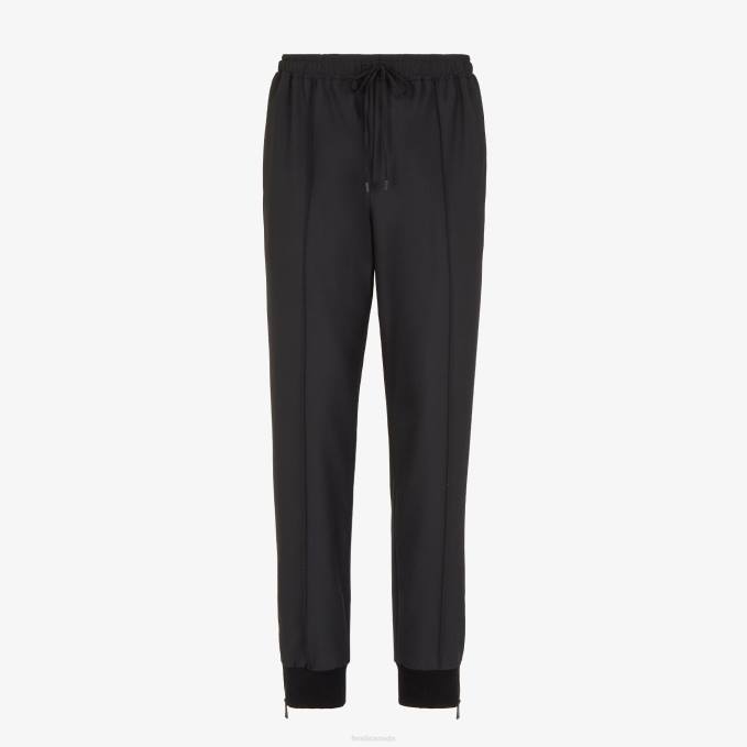 Men Wool Pants Black Fendi Apparel 6RHH2091