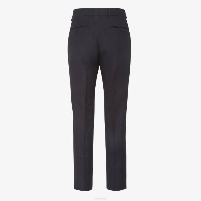 Men Wool Pants Black Fendi Apparel 6RHH2110