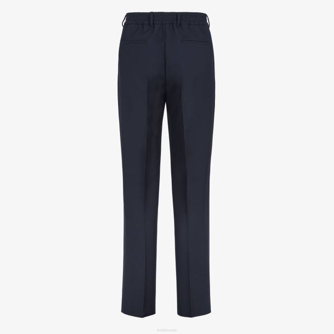 Men Wool Pants Blue Fendi Apparel 6RHH1921