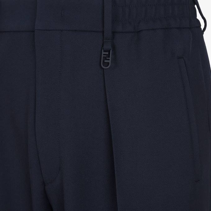 Men Wool Pants Blue Fendi Apparel 6RHH1921