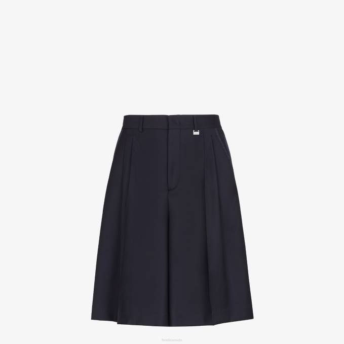 Men Wool Pants Blue Fendi Apparel 6RHH2044