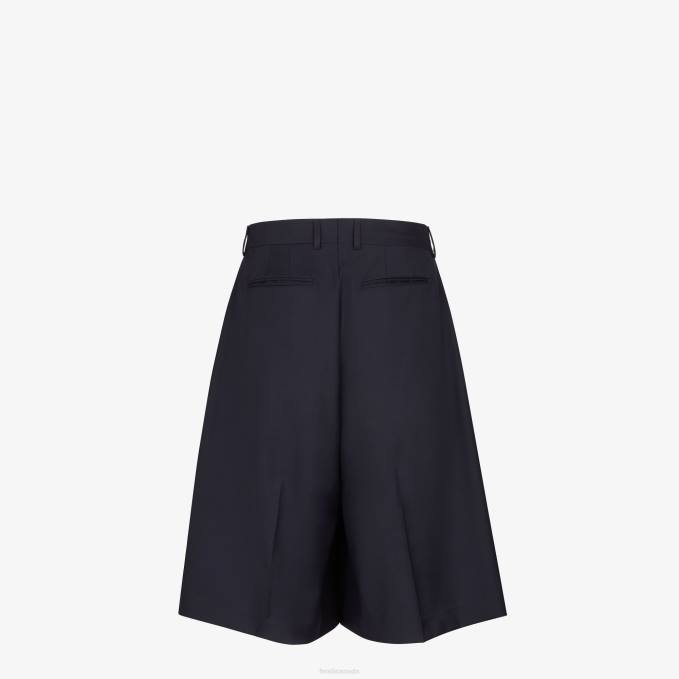 Men Wool Pants Blue Fendi Apparel 6RHH2044