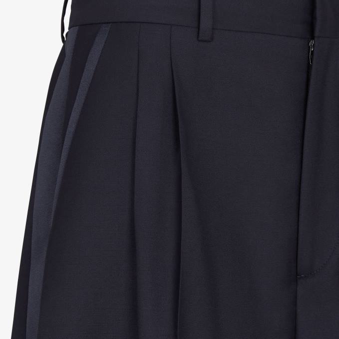 Men Wool Pants Blue Fendi Apparel 6RHH2044