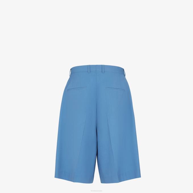 Men Wool Pants Blue Fendi Apparel 6RHH2065