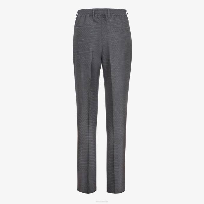 Men Wool Pants Gray Fendi Apparel 6RHH1968