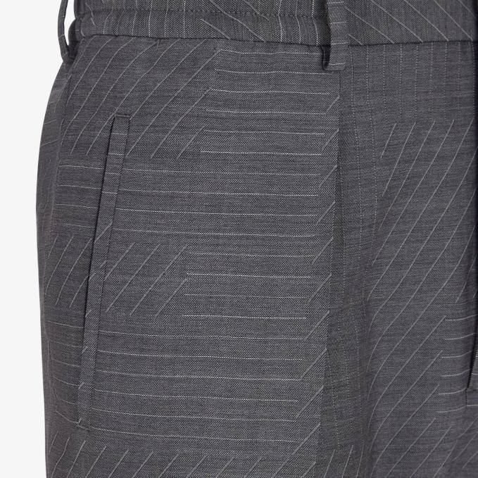 Men Wool Pants Gray Fendi Apparel 6RHH1968