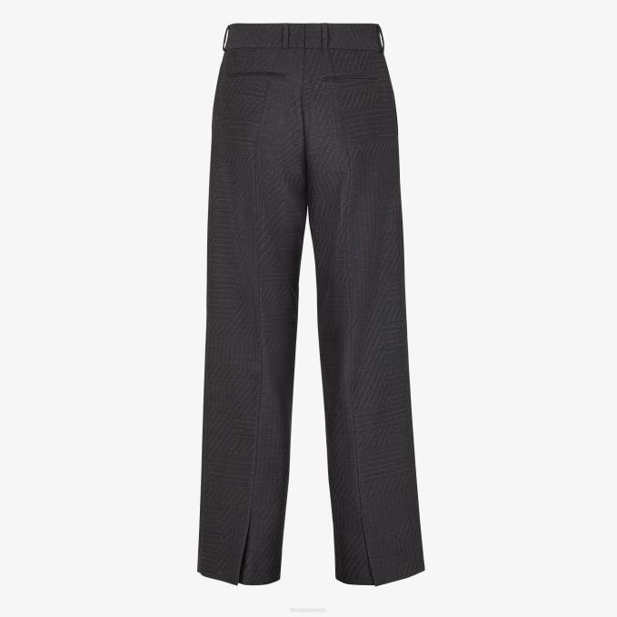 Men Wool Pants Gray Fendi Apparel 6RHH2187