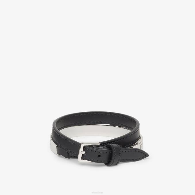 Men Leather Bracelet Black Fendi Jewelry 6RHH2694