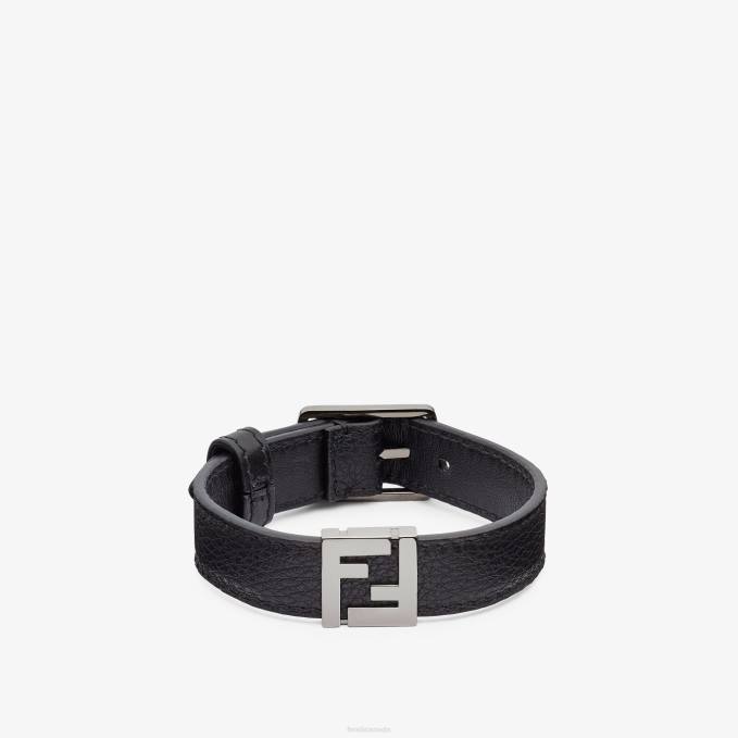 Men Leather Bracelet Black Fendi Jewelry 6RHH2700