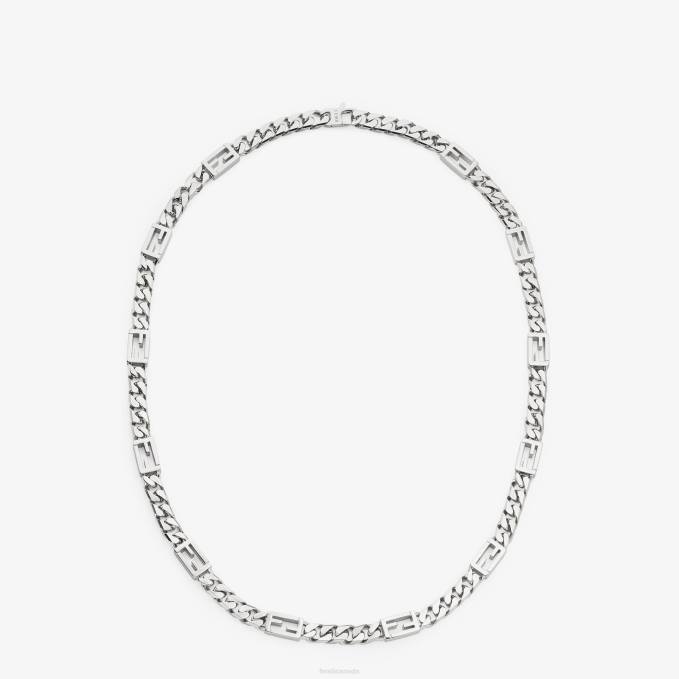 Men Baguette Necklace Silver Fendi Jewelry 6RHH2726
