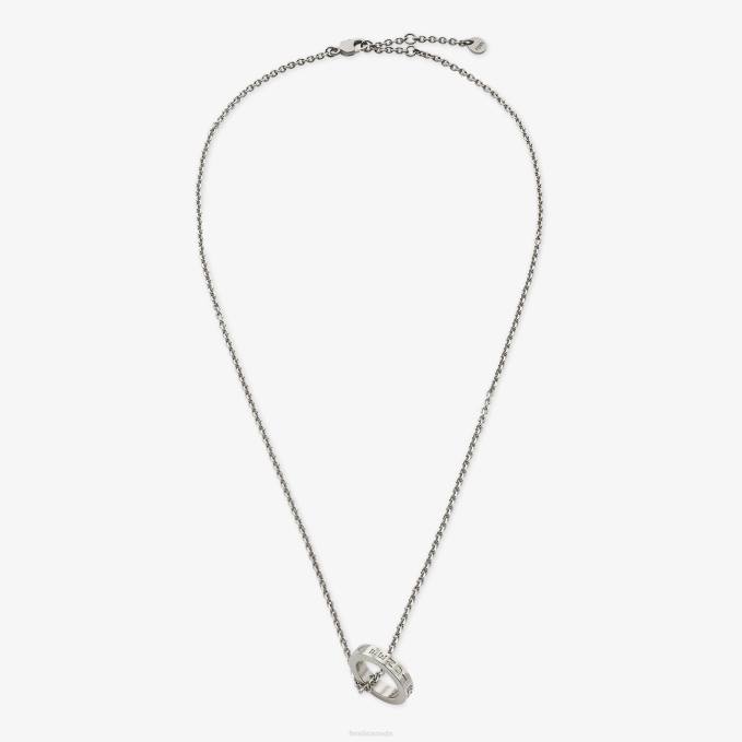 Men Signature Necklace Silver Fendi Jewelry 6RHH2709