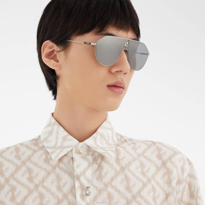 Men Signature Necklace Silver Fendi Jewelry 6RHH2709