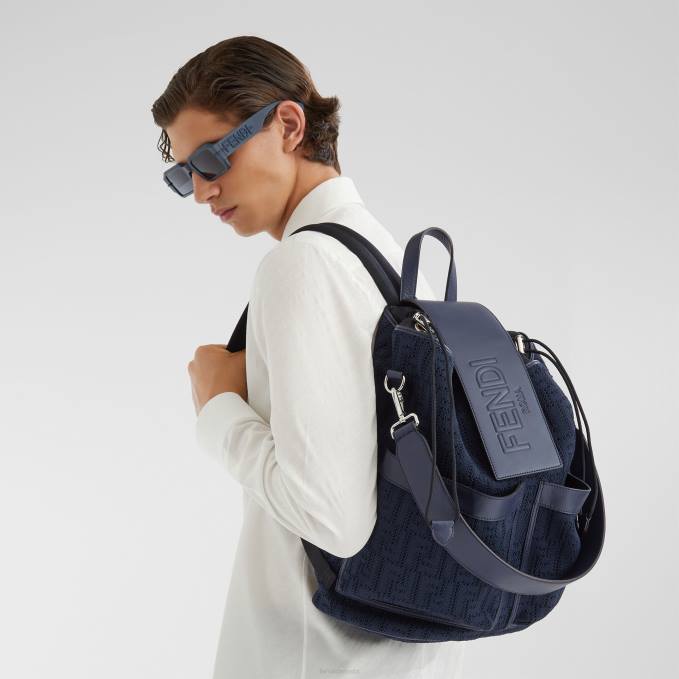 Men FF Jersey Backpack Blue Fendi Accessories 6RHH1849