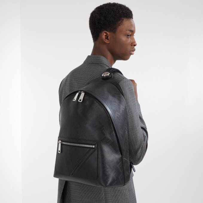 Men Leather Backpack Black Fendi Accessories 6RHH1798