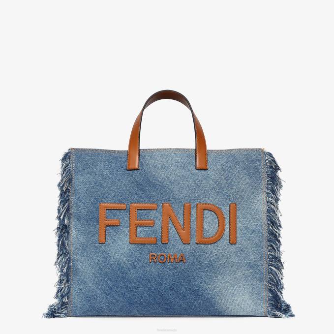 Men Denim Bag With Fringe Blue Fendi Accessories 6RHH1868