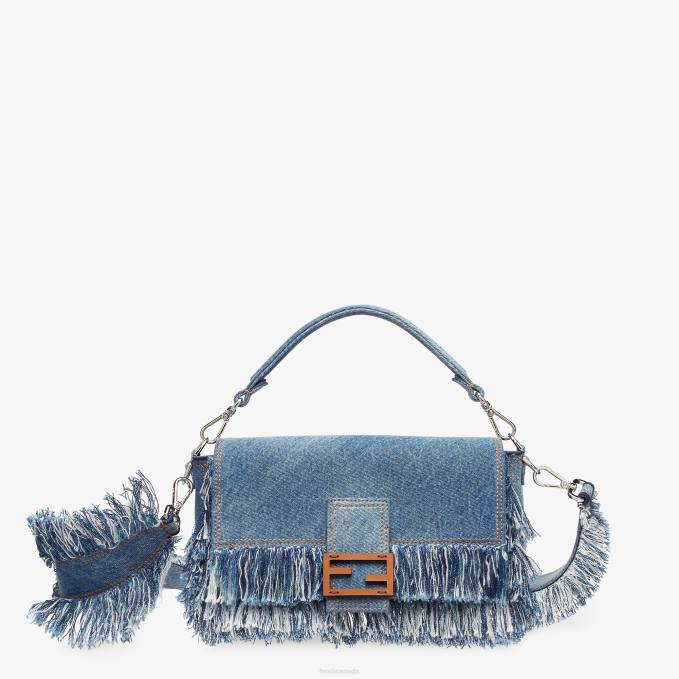 Men Denim Bag With Fringe Blue Fendi Accessories 6RHH1869