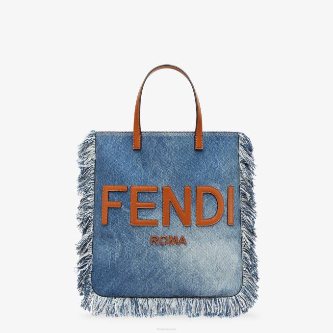 Men Denim Bag With Fringe Blue Fendi Accessories 6RHH1873
