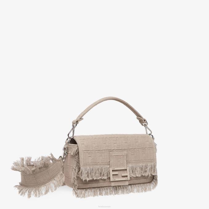 Men FF Fabric Bag With Fringes Beige Fendi Accessories 6RHH1848