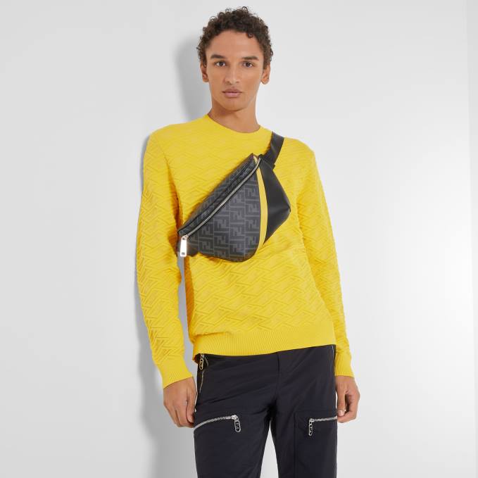 Men Fabric Belt Bag Gray Fendi Accessories 6RHH1858