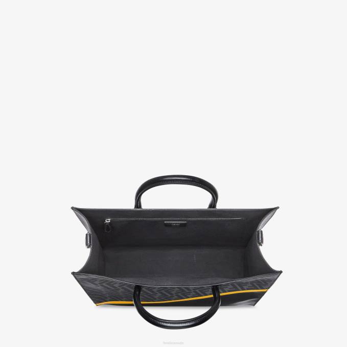 Men Leather And FF Fabric Bag Black Fendi Accessories 6RHH1843