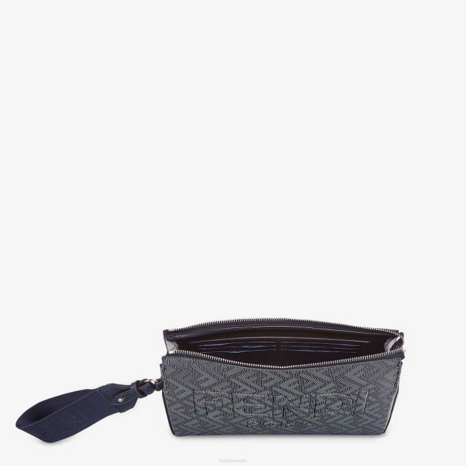 Men Leather Clutch Bag With Striped FF Print Multicolor Fendi Accessories 6RHH1792