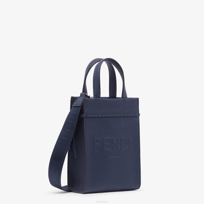 Men Mini Go To Shopper Leather Bag Blue Fendi Accessories 6RHH1826