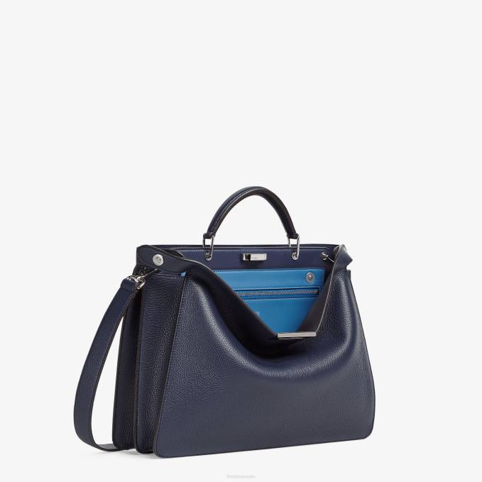 Men Peekaboo Iseeu Medium Leather Bag Blue Fendi Accessories 6RHH1833
