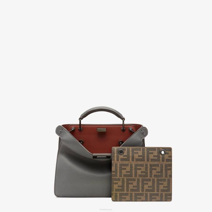 Men Peekaboo Iseeu Mini Leather Bag Gray Fendi Accessories 6RHH1824
