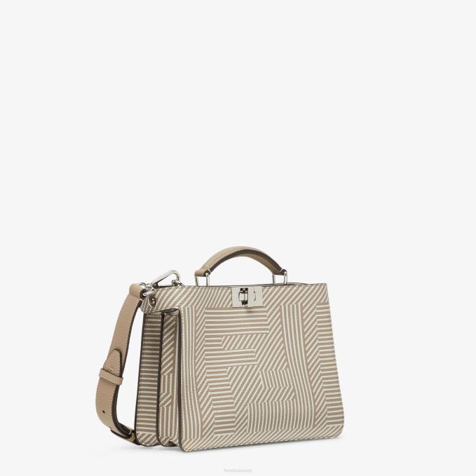 Men Two-Tone Printed Leather Bag Beige Fendi Accessories 6RHH1820