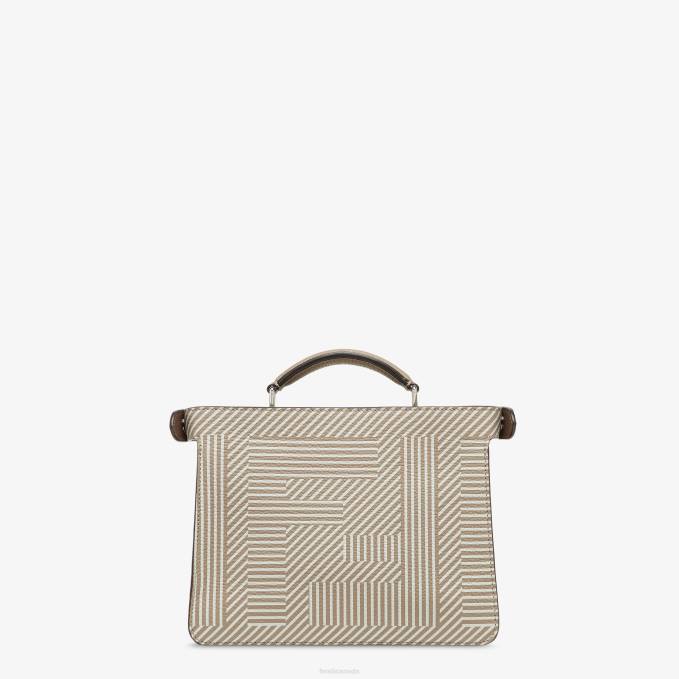 Men Two-Tone Printed Leather Bag Beige Fendi Accessories 6RHH1820