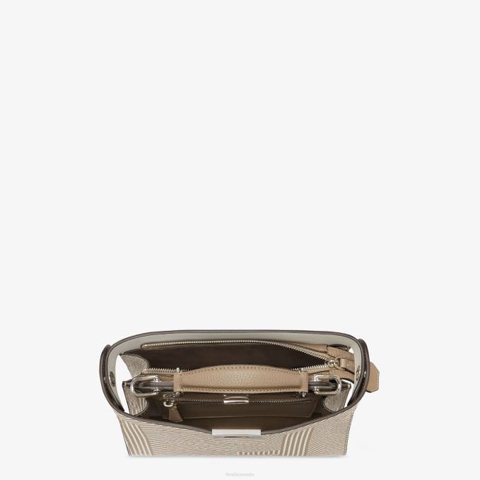 Men Two-Tone Printed Leather Bag Beige Fendi Accessories 6RHH1820